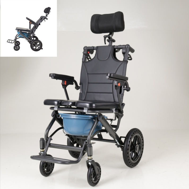 Aluminum Flip-up Armrestfoldable Commode Wheelchair for Disable Elderly Patients