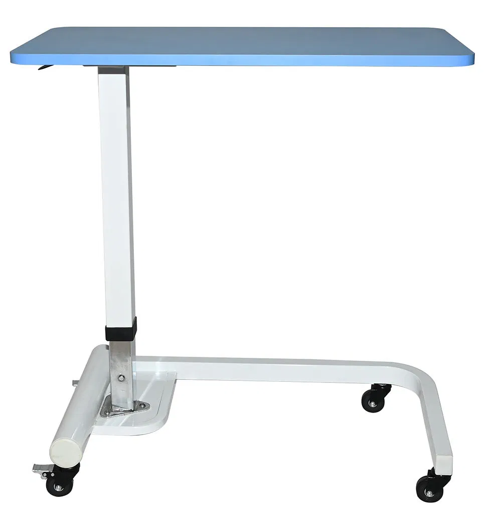 Movable Wooden Height Adjustment Patient Dining Overbed Table