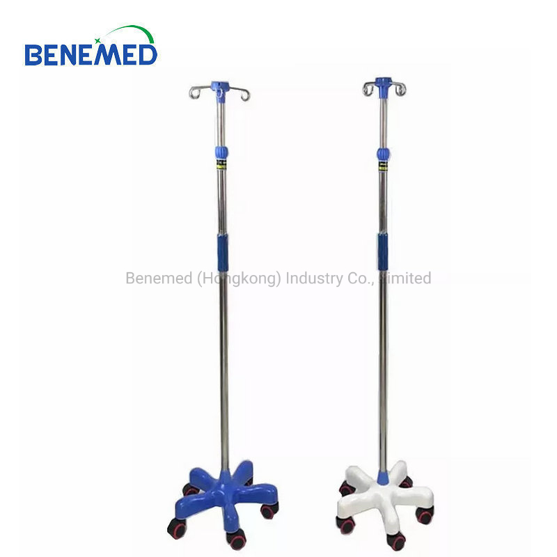 Medical Instrument Infusion Drip Pole IV Stand with Wheels Adjustable