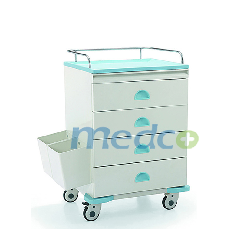 CE ISO Medical Instrument Steel Emergency Trolley Medicine Crash Cart with Drawers