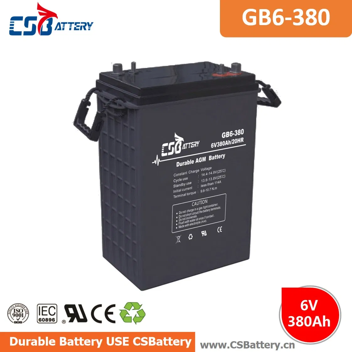 Csbattery 6V380ah SLA AGM Bateria for Telecom-System/Medical-Equipment/Alarm/Toys