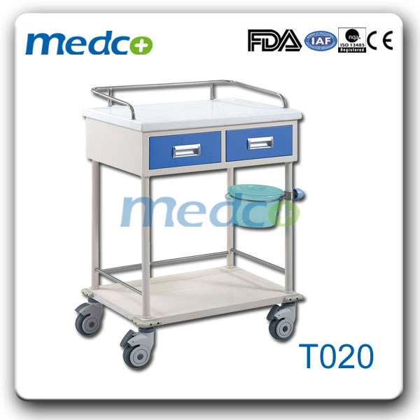 CE ISO Medical Instrument Steel Emergency Trolley Medicine Crash Cart with Drawers