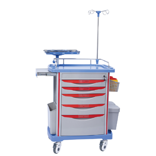 ABS Crash Cart Emergency Nursing Trolley for Hospital Clinic