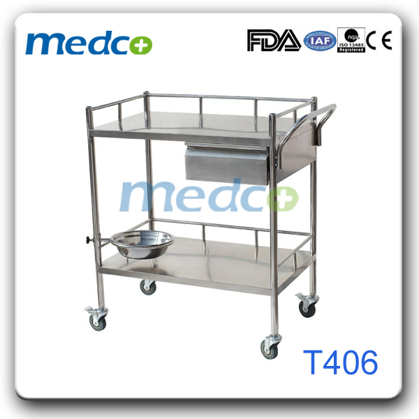 Hospital Furniture Stainless Steel Surgical Instrument Crash Cart Trolley for Operation Room