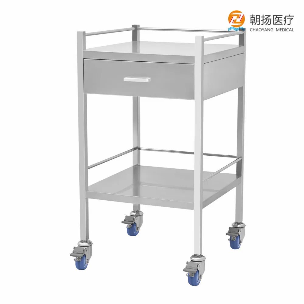 Solid Medical Cabinet One Drawer Stainless Steel Platform Shelf Trolley Surgical Instrument Trolley