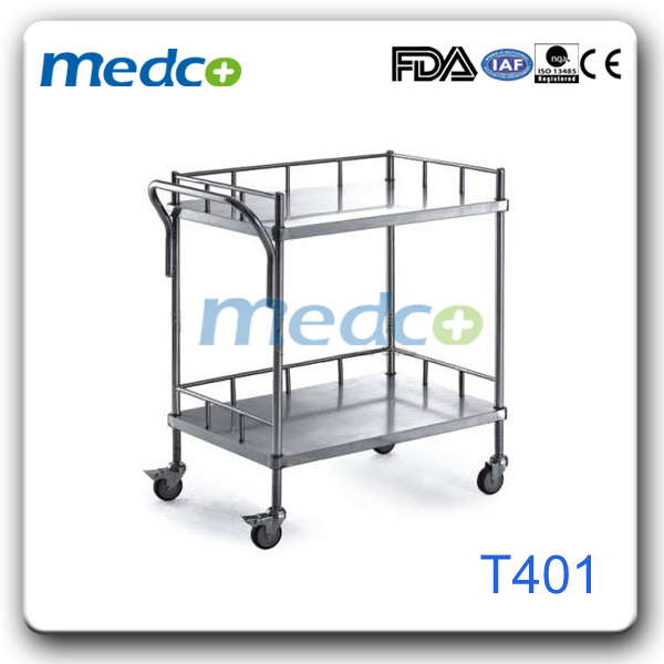 Stainless Steel Medical Cart Hospital Surgical Instrument Trolley for Patient