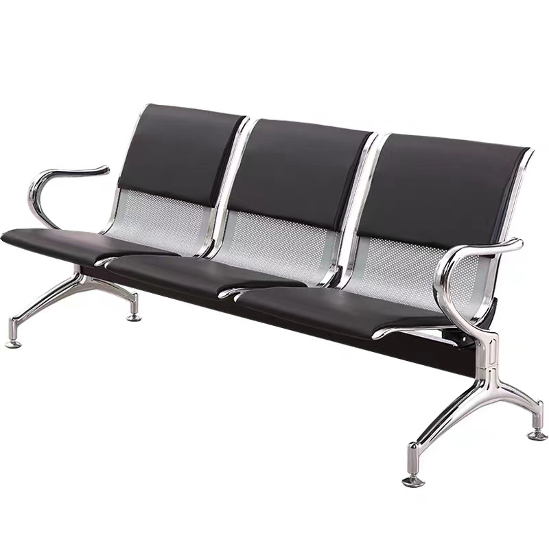Public 3 Seat Waiting Bench Bank Airport Hospital Waiting Chair with Padding