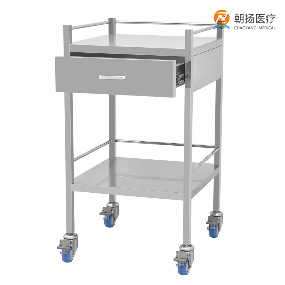 Solid Medical Cabinet One Drawer Stainless Steel Platform Shelf Trolley Surgical Instrument Trolley