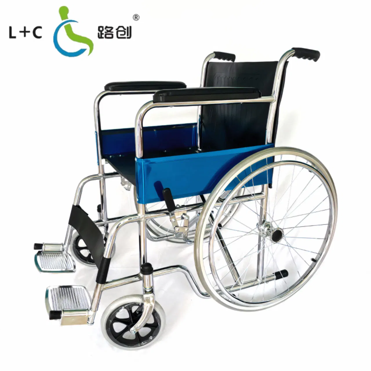 Lovecare Foshan Factory Physical Therapy Equipment Medical Hospital Steel Manual Chromed Wheelchair 809 Basic Folding Wheel Chair