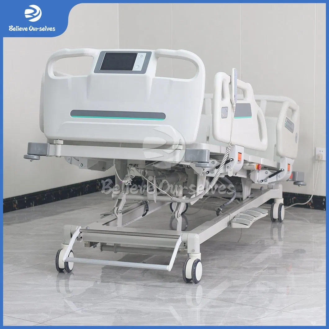 Huaren Hospital-Furniture Factory Hr-D21 Multifunctional Adjustable 5 Function ICU Electric Patient Medical Hospital Bed for Patient / Nursing / ICU
