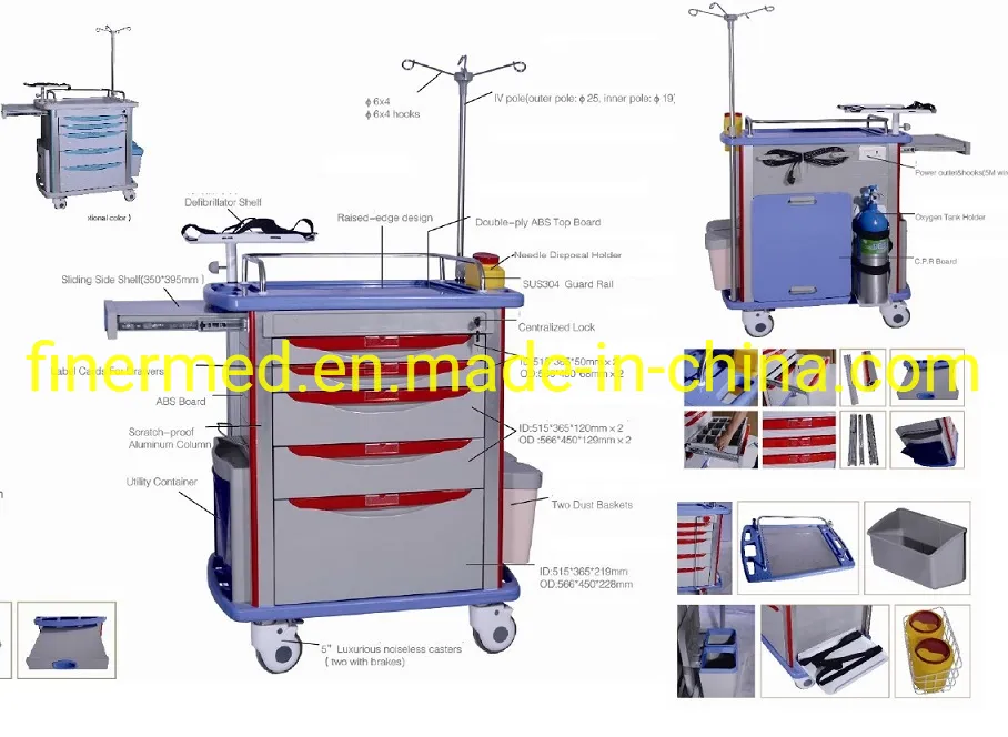 Hospital Medical Emergency Trolley Crash Cart