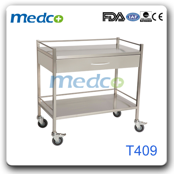 Hot Sale Medical Supplier Stainless Steel Medical Instrument Trolley Crash Cart