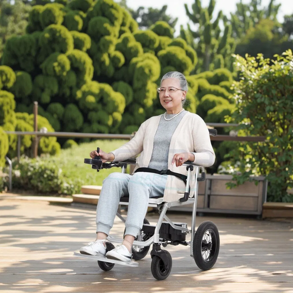 World Lightest Electric Mobility Scooter Removable Lithium Battery Powered Wheelchair in Disabilities Folding Portable