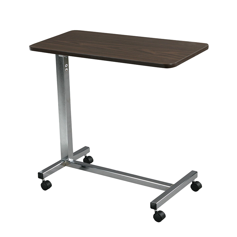 Medical Furniture Manufacturer Height Adjustable Moving Bedside Overbed Table Hospital Height Adjustable Bedside Table for Patient