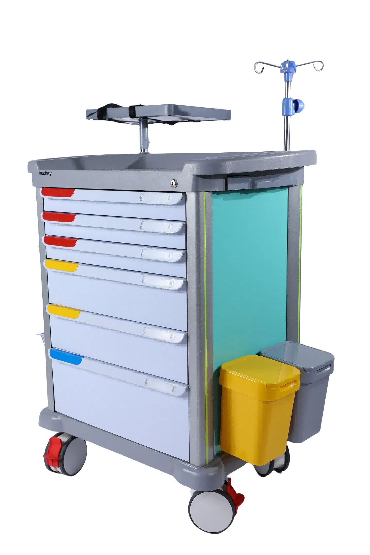 Hospital Cart Surgical Instrument Emergency Hospital Trolley with 4 Casters