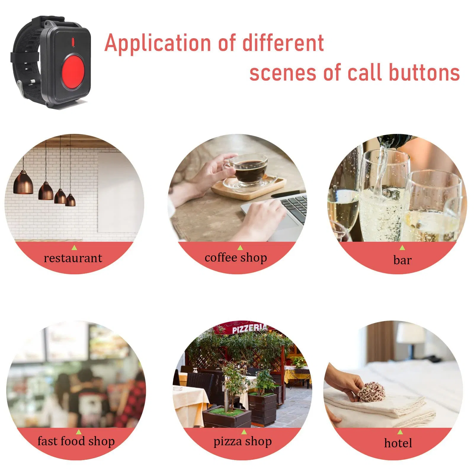 Wireless Caregiver Pager Call Button Nurse Alert System for Home/Elderly Monitoring/Patient/Disabled