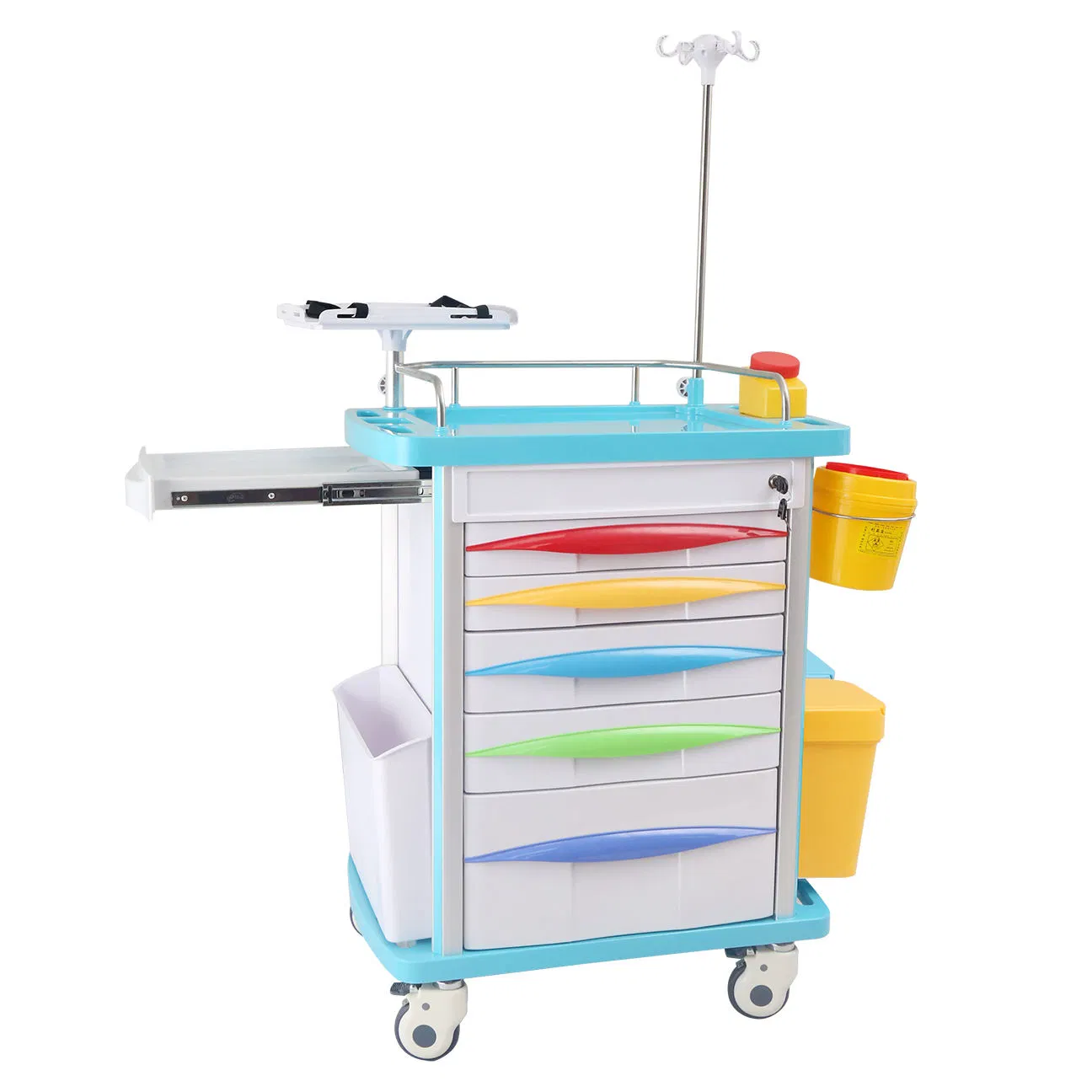 ABS Nursing Trolley Crash Carts with Five Drawers Durable Lightweight Silent Swivel