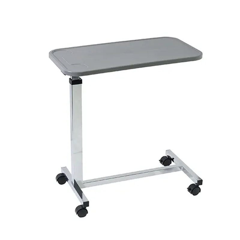 Medical Furniture Manufacturer Height Adjustable Moving Bedside Overbed Table Hospital Height Adjustable Bedside Table for Patient