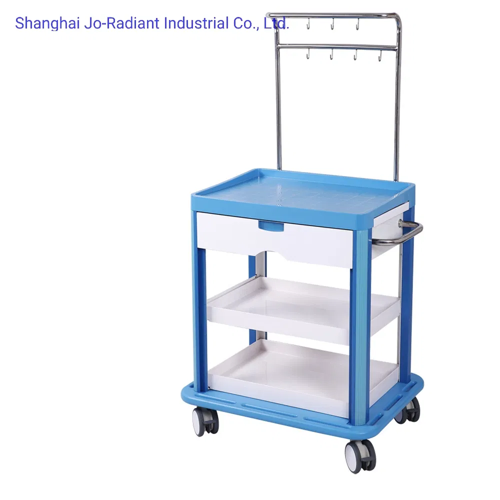 Mobile Hospital Furniture ABS Medical Anesthesia Crash Trolley Cart