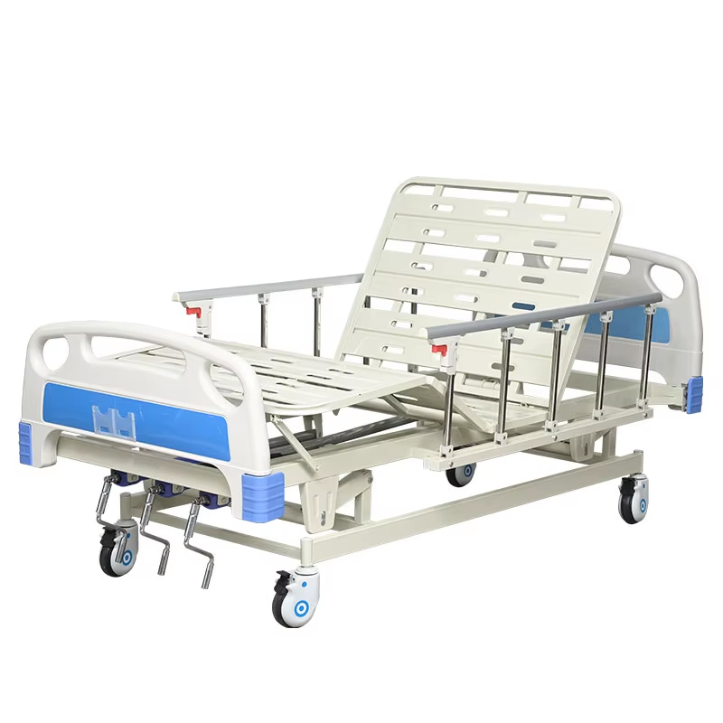 Manual Steel Hospital Bed Adjustable Patient Bed for Elderly Care