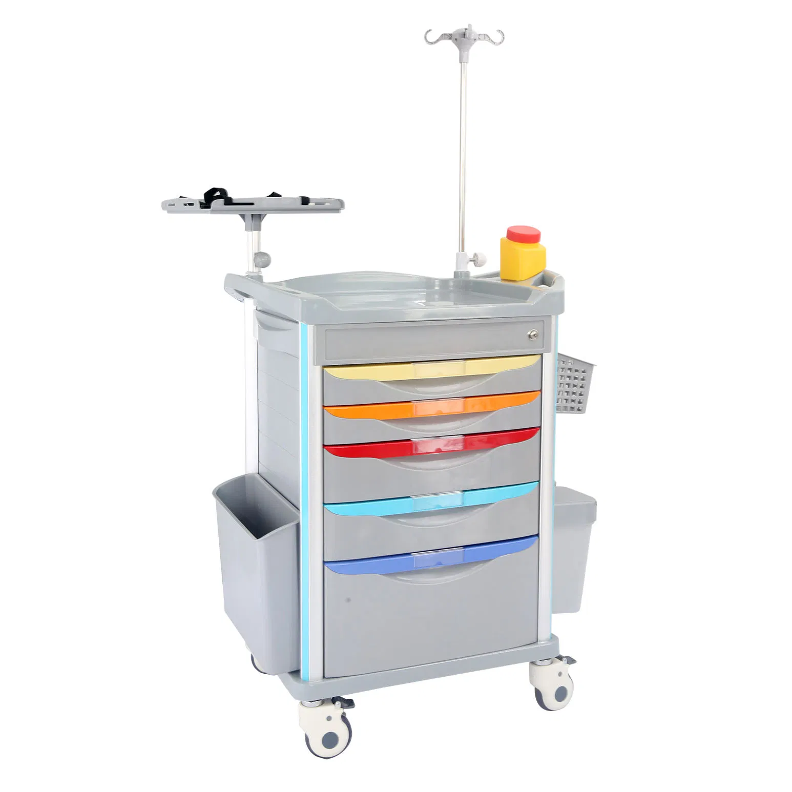 ABS Nursing Trolley Crash Carts with Five Drawers Durable Lightweight Silent Swivel
