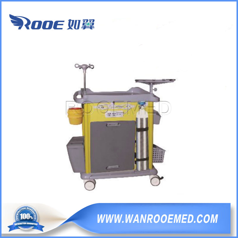 2022 Hot Sale Medical Furniture Colorful ABS Medical Hospital Anesthesia Trolley Emergency Crash Cart