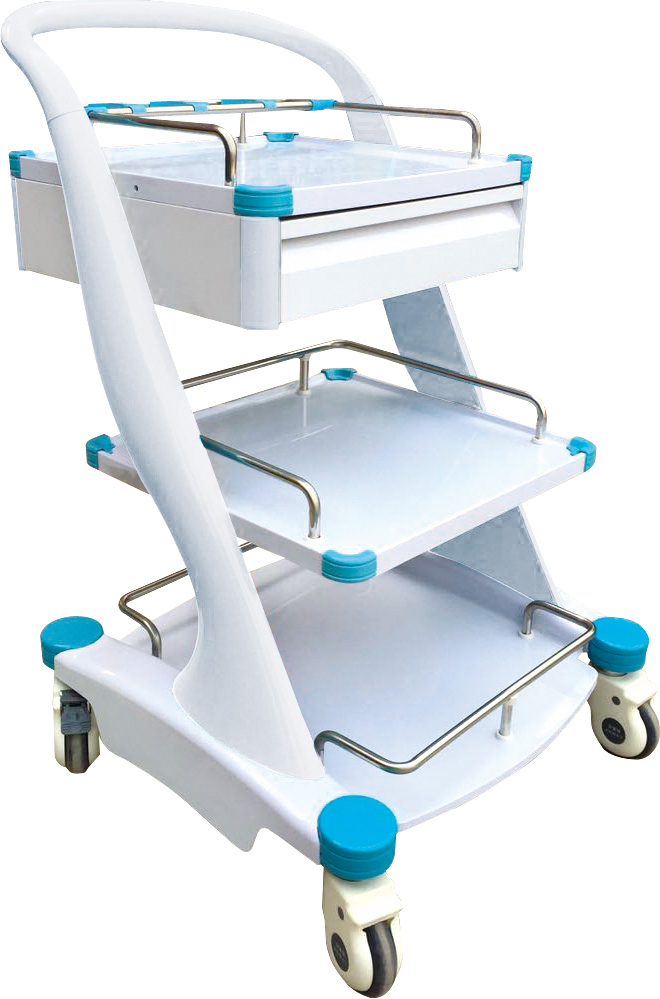 Medical 3 Drawer Stainless Steel Emergency Trolley Surgical Instrument Trolley