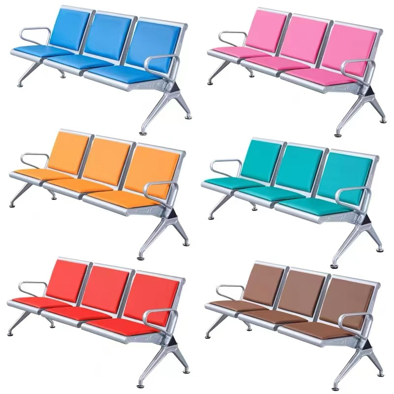 Public 3 Seat Waiting Bench Bank Airport Hospital Waiting Chair with Padding