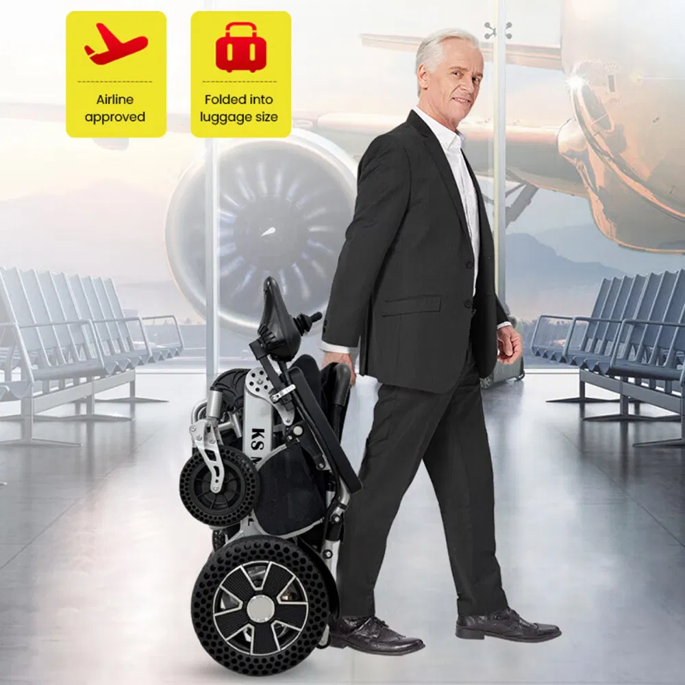 Ksm-606p Folding Disabled Wheelchair Electric Foldable Handicapped Power Wheel Chair with Seat Size 52 Cm for Sale