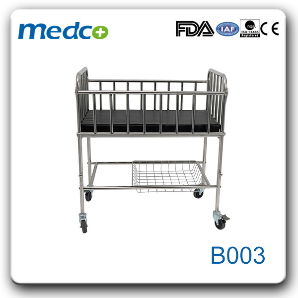 Hot Sale Hospital Movable Two Layes Pediatric Baby Cot Bed Crib