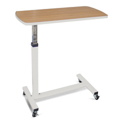 Skh042 Durable Movable Wooden Hospital Furniture Adjustable Medical Overbed Table with Casters