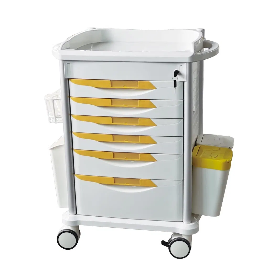 Hospital Furniture Mobile ABS Emergency Medicine Trolley Medical Crash Cart