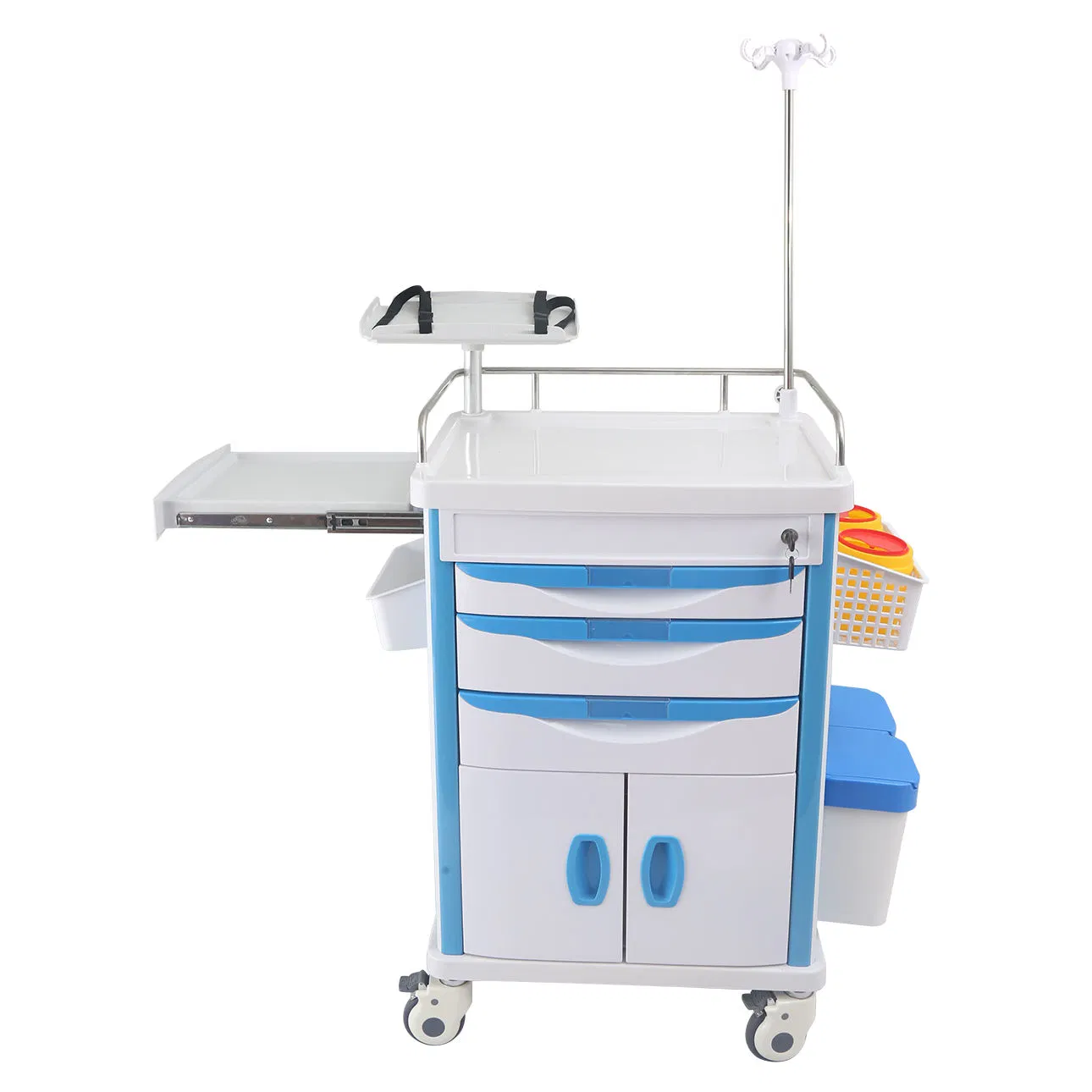 ABS Nursing Trolley Crash Carts with Five Drawers Durable Lightweight Silent Swivel