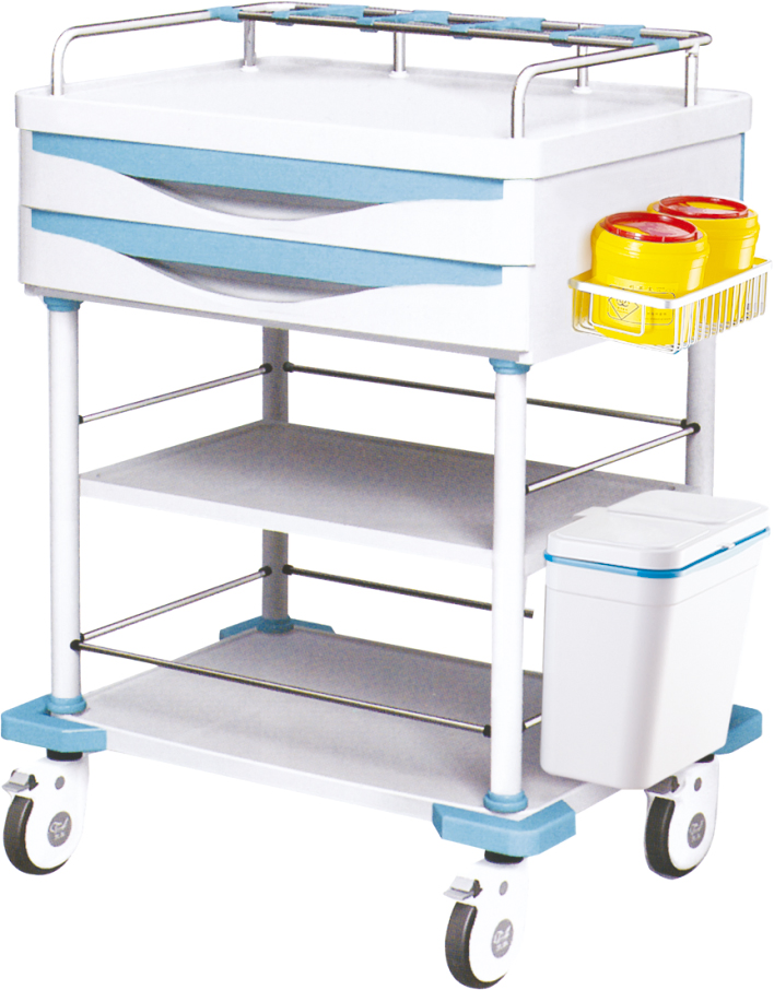 Medical 3 Drawer Stainless Steel Emergency Trolley Surgical Instrument Trolley