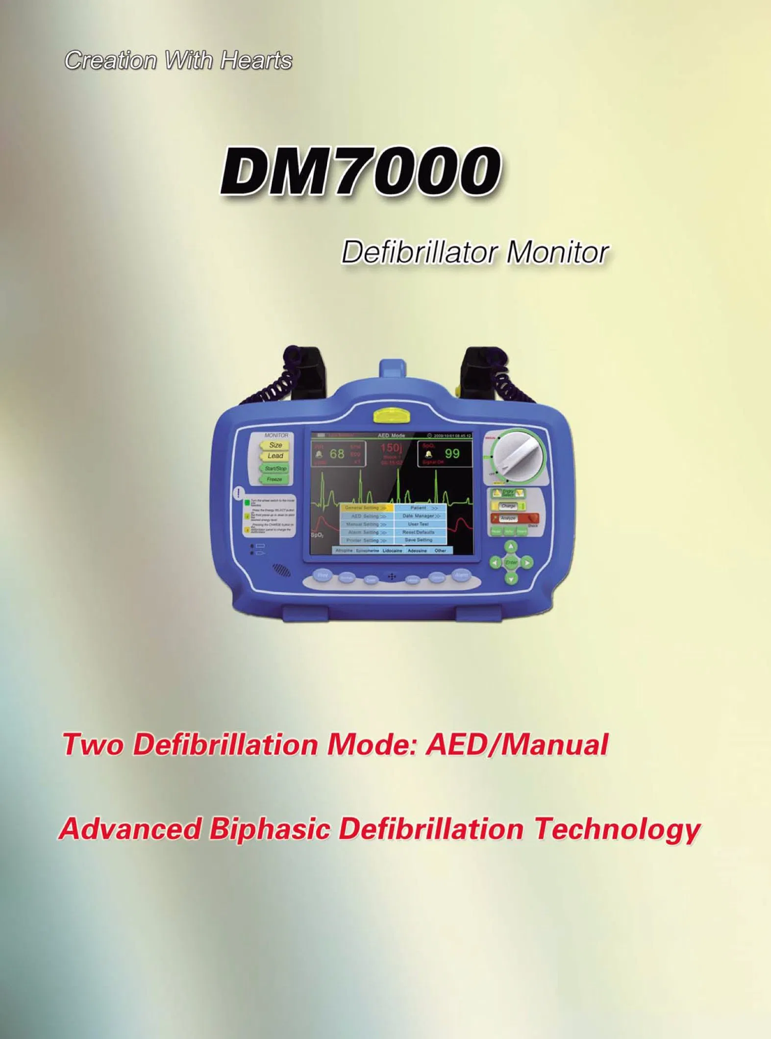 Ce, ISO Approved Biphasic Defibrillator Monitor with SpO2 ECG and NIBP (DM7000)