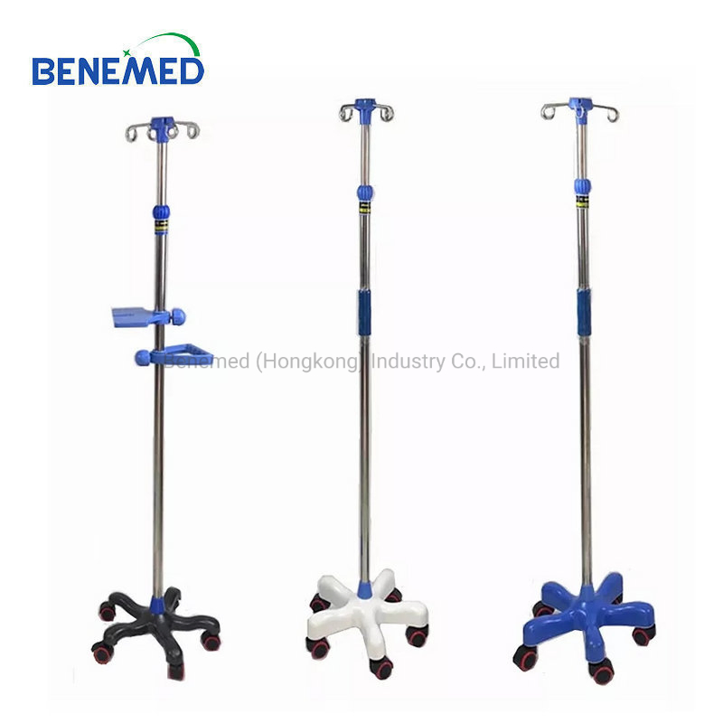 Medical Instrument Infusion Drip Pole IV Stand with Wheels Adjustable