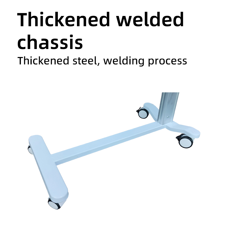 Factory Adjustable Overbed Bedside Table with Wheels Pneumatic Mobile Standing Desk Rolling Computer Cart Movable Overbed Table