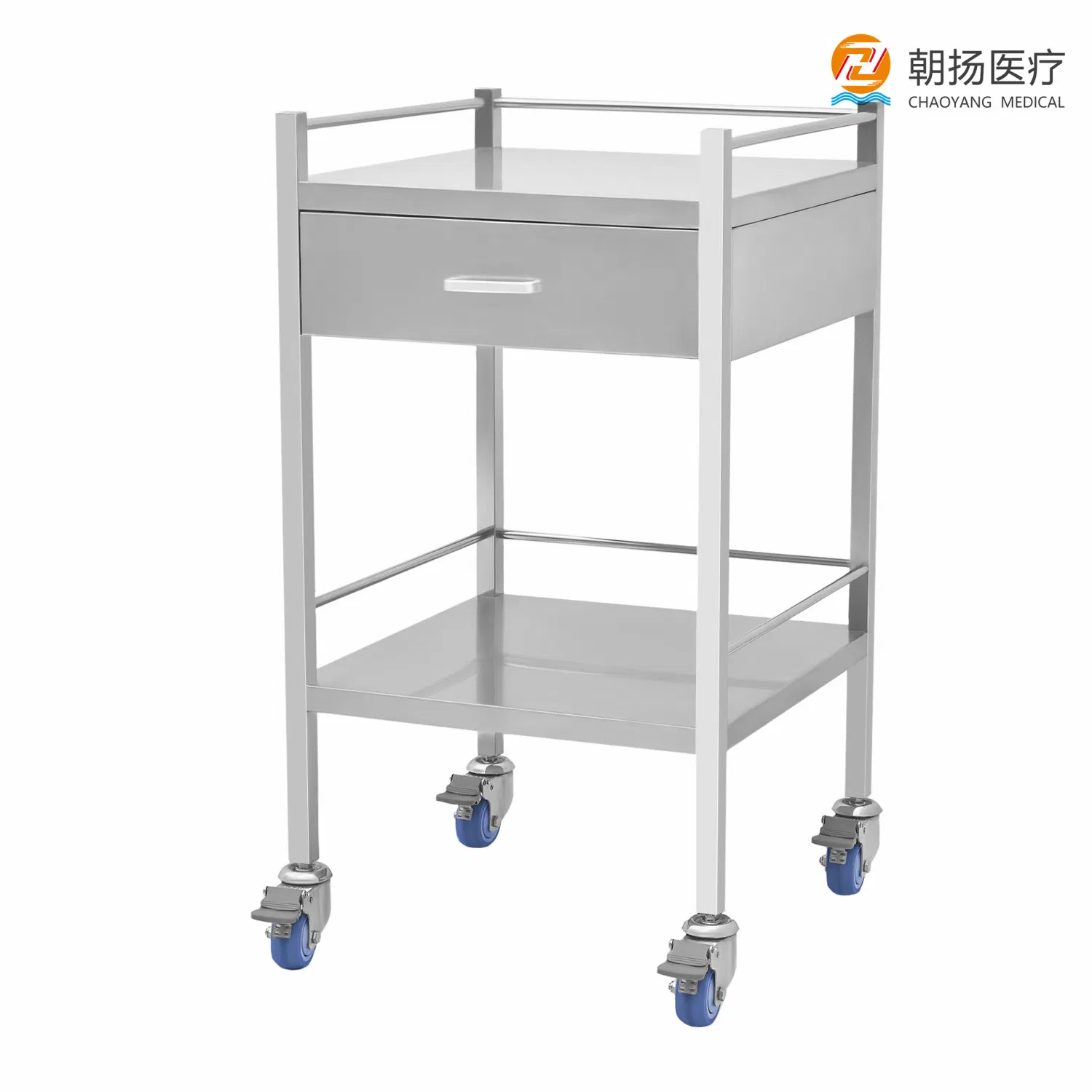 Solid Medical Cabinet One Drawer Stainless Steel Platform Shelf Trolley Surgical Instrument Trolley