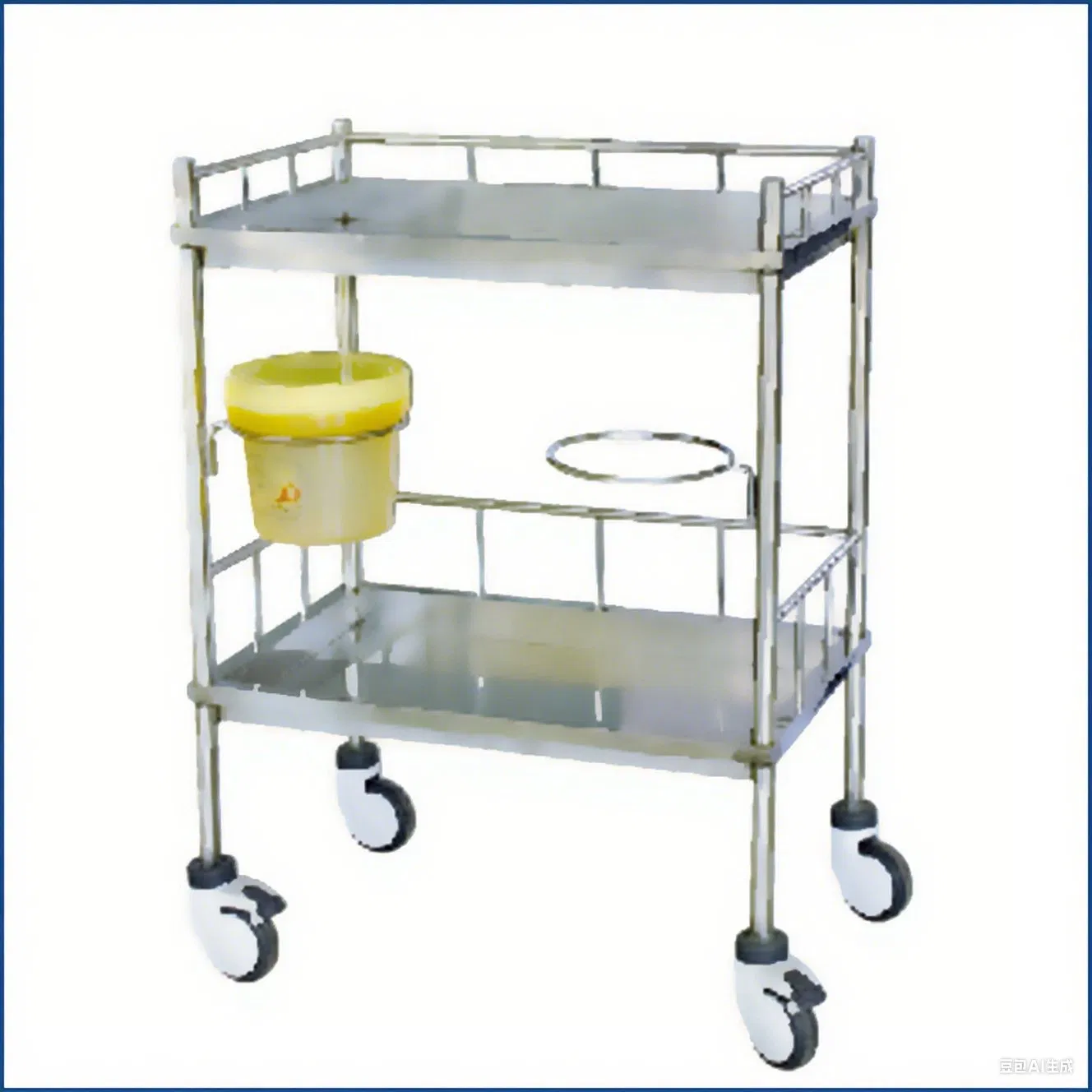 Medical Instrument Trolley Stainless Steel Cart Patient Surgical Emergency Trolley