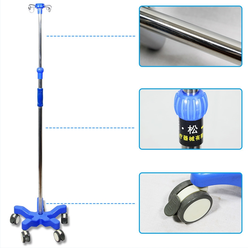 Stainless Steel Floor-Standing IV Stand, Hospital, Medical Equipment, Infusion