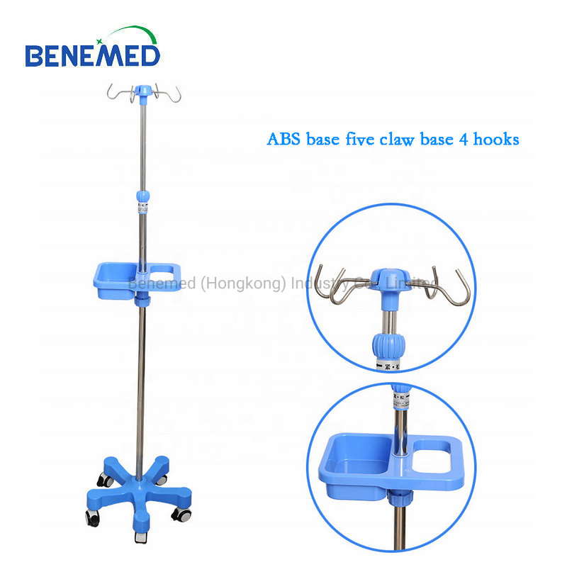 Medical Instrument Infusion Drip Pole IV Stand with Wheels Adjustable