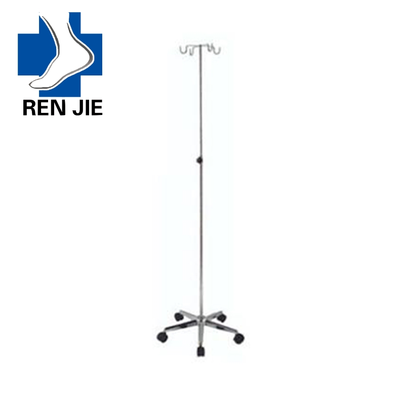 Hospital 5 Legs Mobile Stainless Steel Infusion Stand/IV Pole Drip Stand Pole