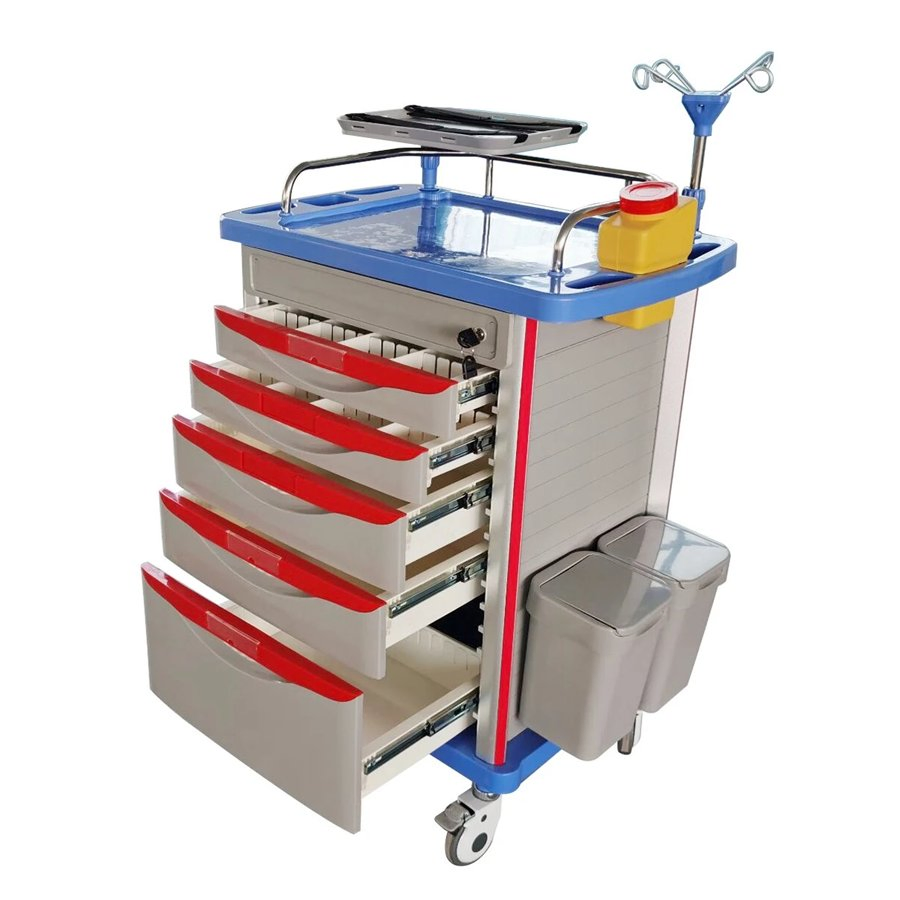 Manual Medical Deliver Trolley Cart Medica Nursing Care Hospital Trolley Nursing Emergency Cart Hospital Trolley Medical Crash Cart