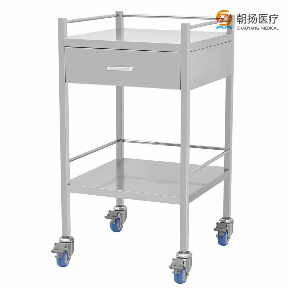Solid Medical Cabinet One Drawer Stainless Steel Platform Shelf Trolley Surgical Instrument Trolley