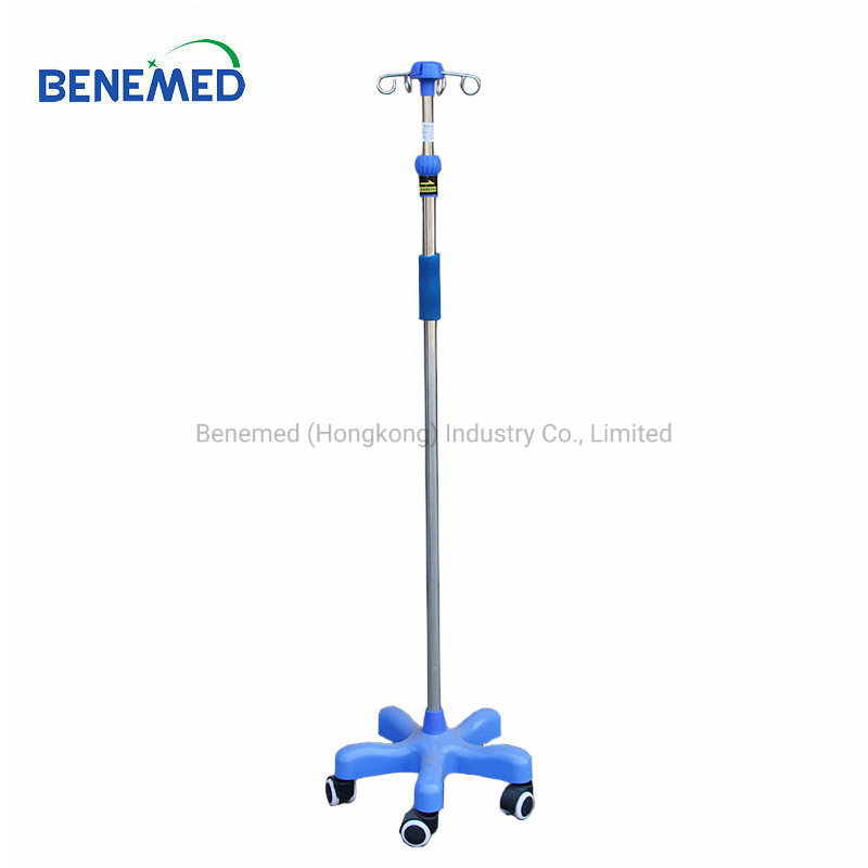 Medical Instrument Infusion Drip Pole IV Stand with Wheels Adjustable