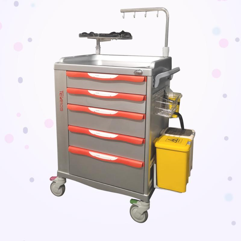 Jdeqj284 ABS Hospital Medical Emergency Trolley Crash Cart Carro De Hospital