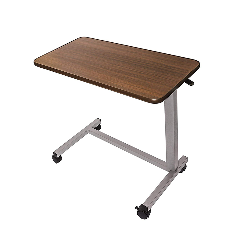 Medical Furniture Manufacturer Height Adjustable Moving Bedside Overbed Table Hospital Height Adjustable Bedside Table for Patient
