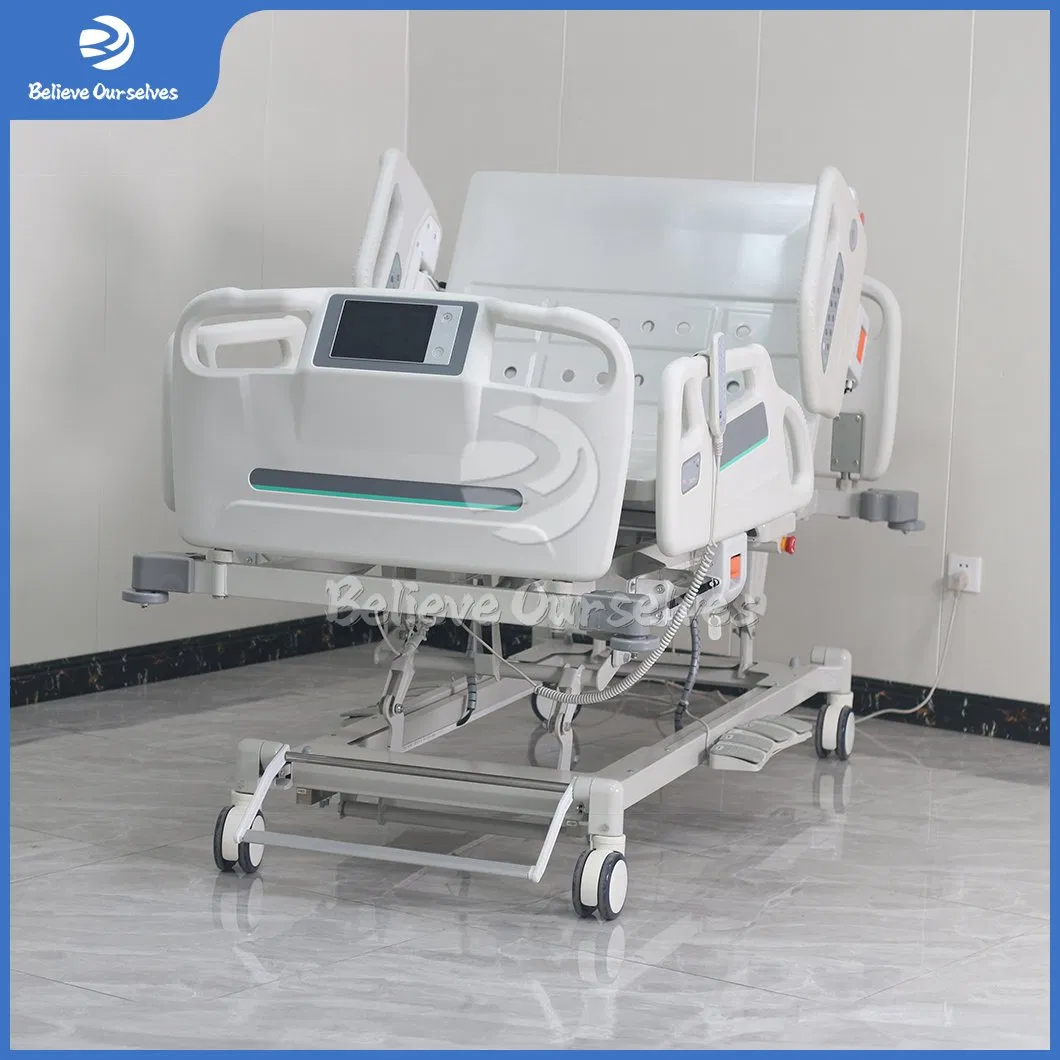 Huaren Hospital-Furniture Factory Hr-D21 Multifunctional Adjustable 5 Function ICU Electric Patient Medical Hospital Bed for Patient / Nursing / ICU