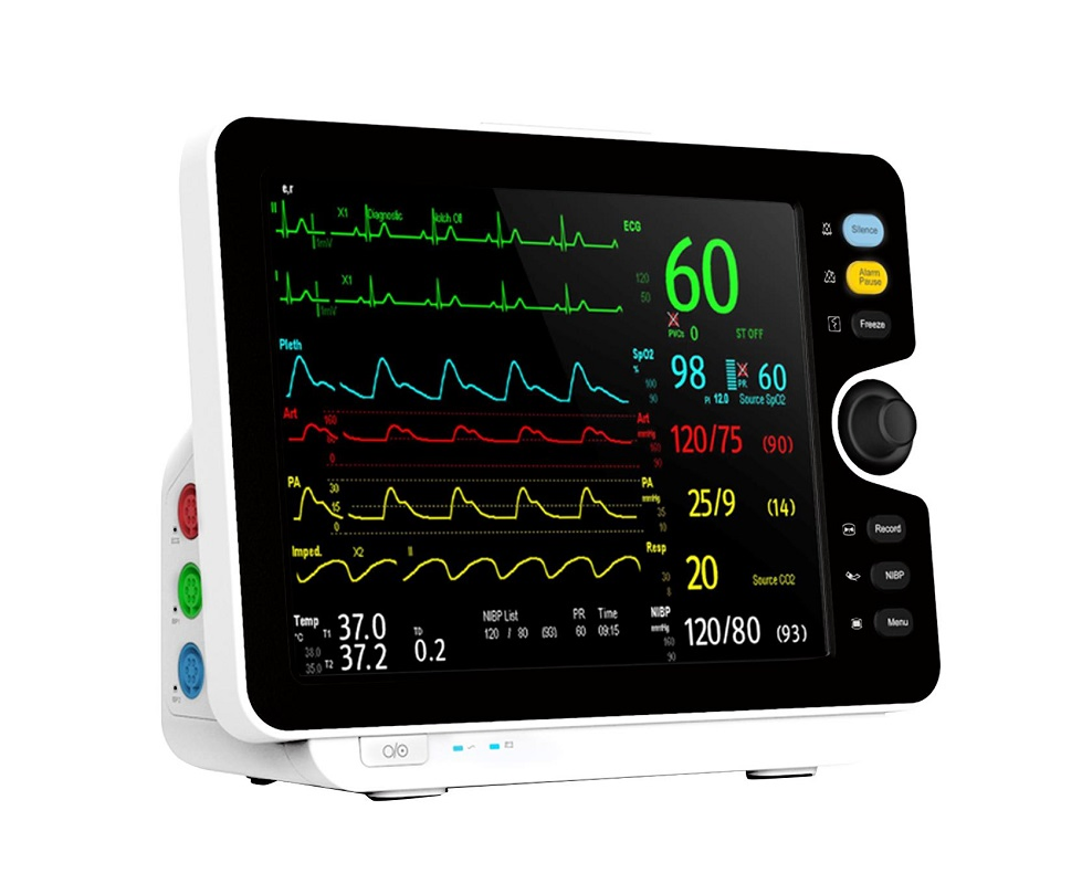 Medical Equipment Vital Signs Monitor with Trolley Medical Multiparameter 12.1 Inch ECG Patient Monitor Price