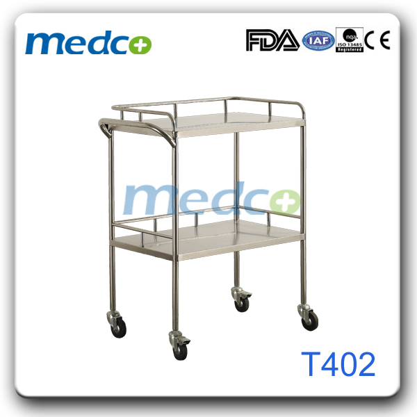 Hot Sale Medical Supplier Stainless Steel Medical Instrument Trolley Crash Cart